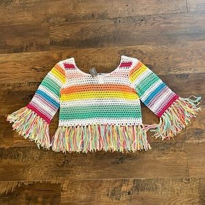 NWT Miss Sparkling Rainbow Crochet top. Size Small.